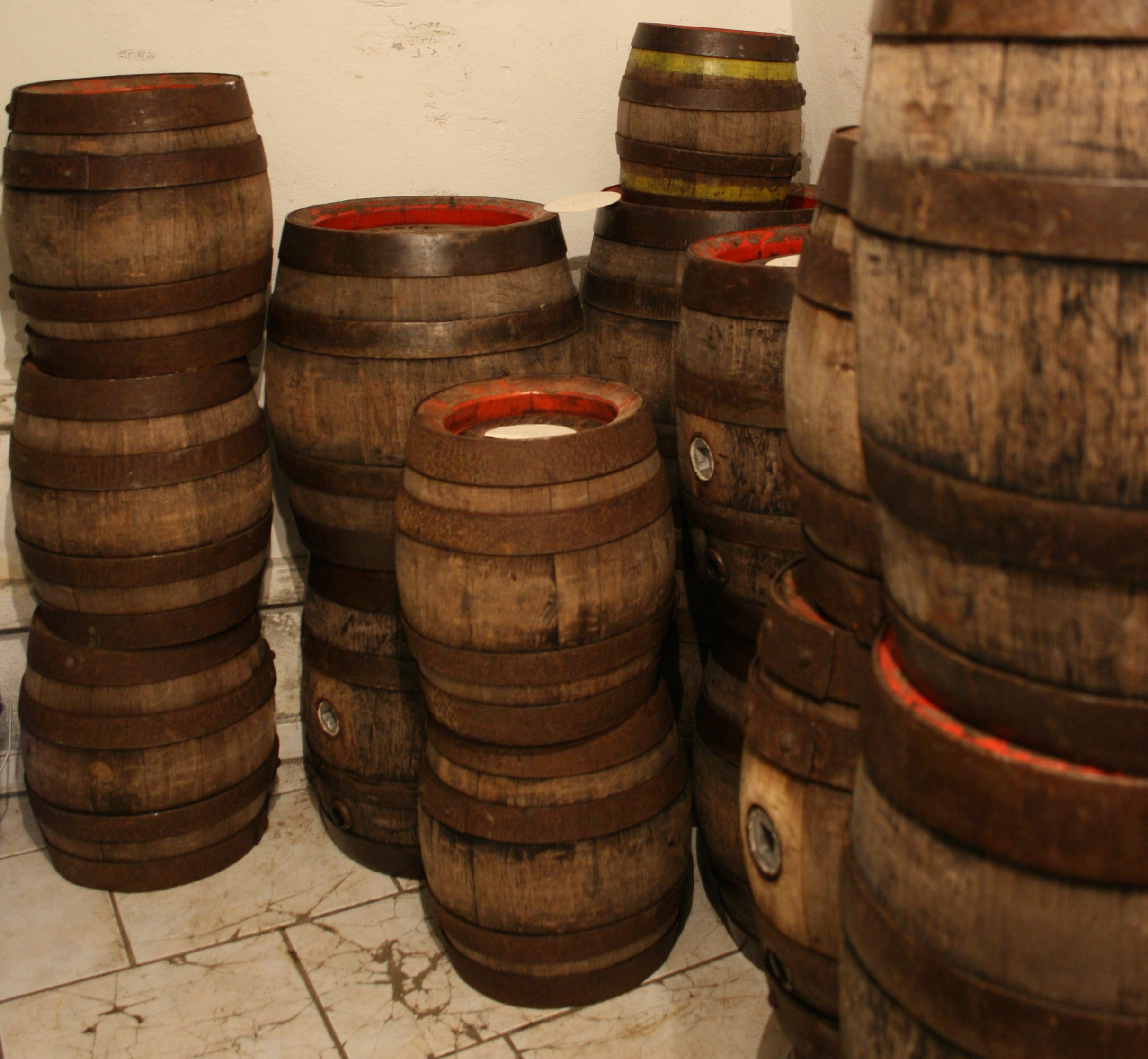 Beer barrels stacked at Haus Töller